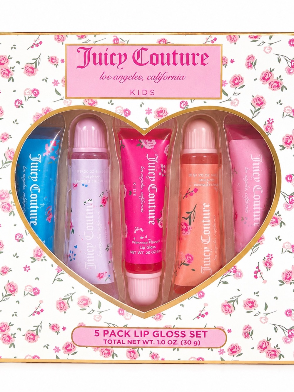 Juicy Couture Kids or Adult 5 Pack Lip Gloss Gift Set Floral Heart Box